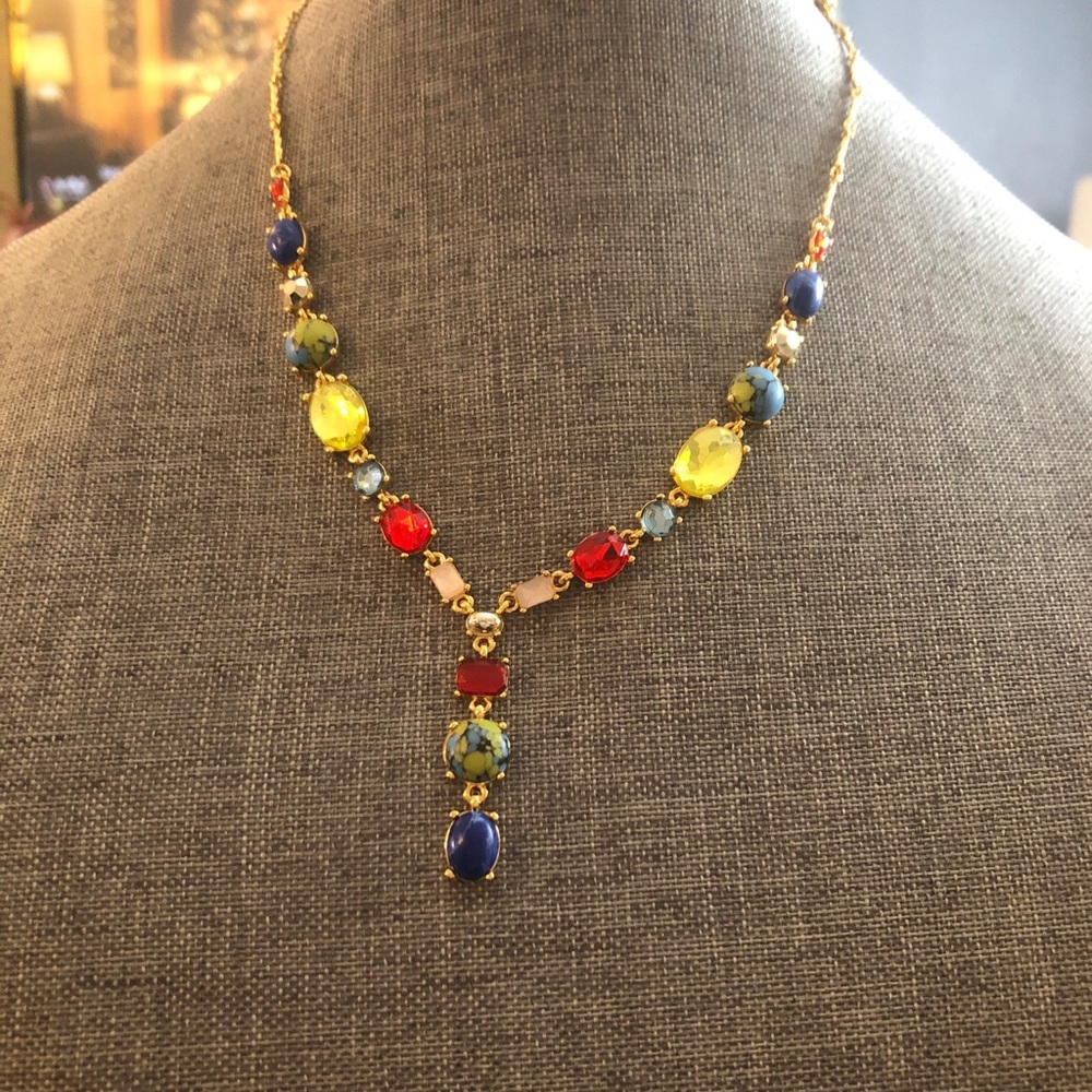 Vibrant Multicolor Gemstone Necklace 14”
